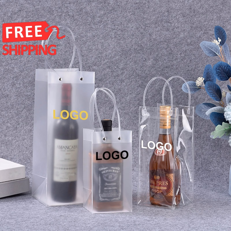 Clear PVC Wine Bottle Cooler Bag with Handles