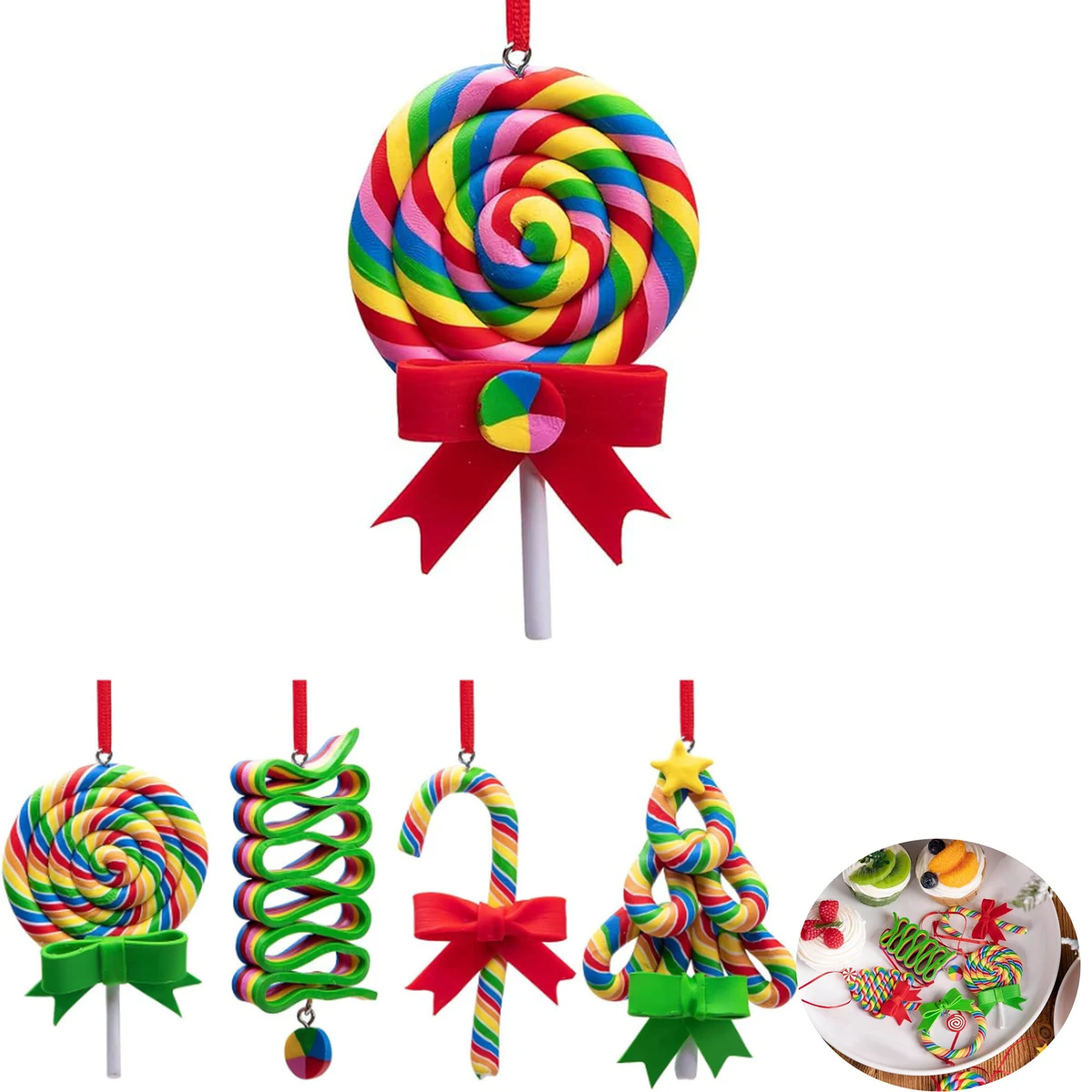 Festive Rainbow Lollipop Christmas Tree Hanging Decorations 1