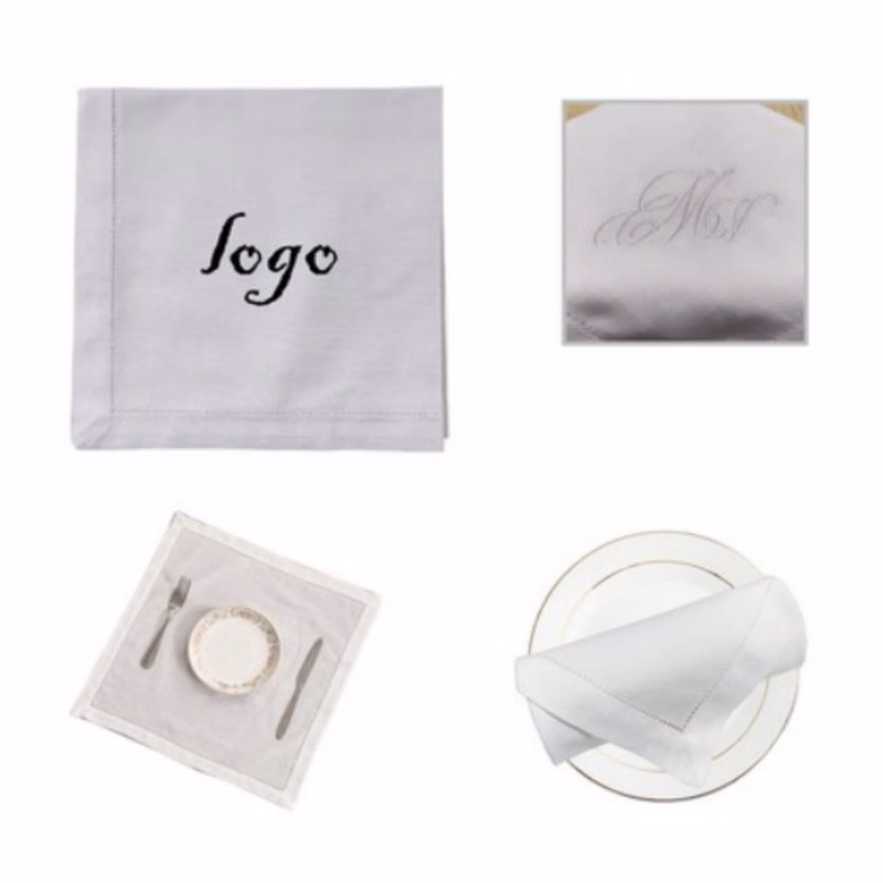 Embroidered Cotton Linen Napkins Cocktail Wedding Dinner Cloth