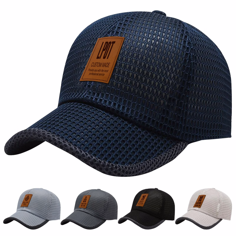 Summer Breathable Mesh Baseball Cap With PU Patch
