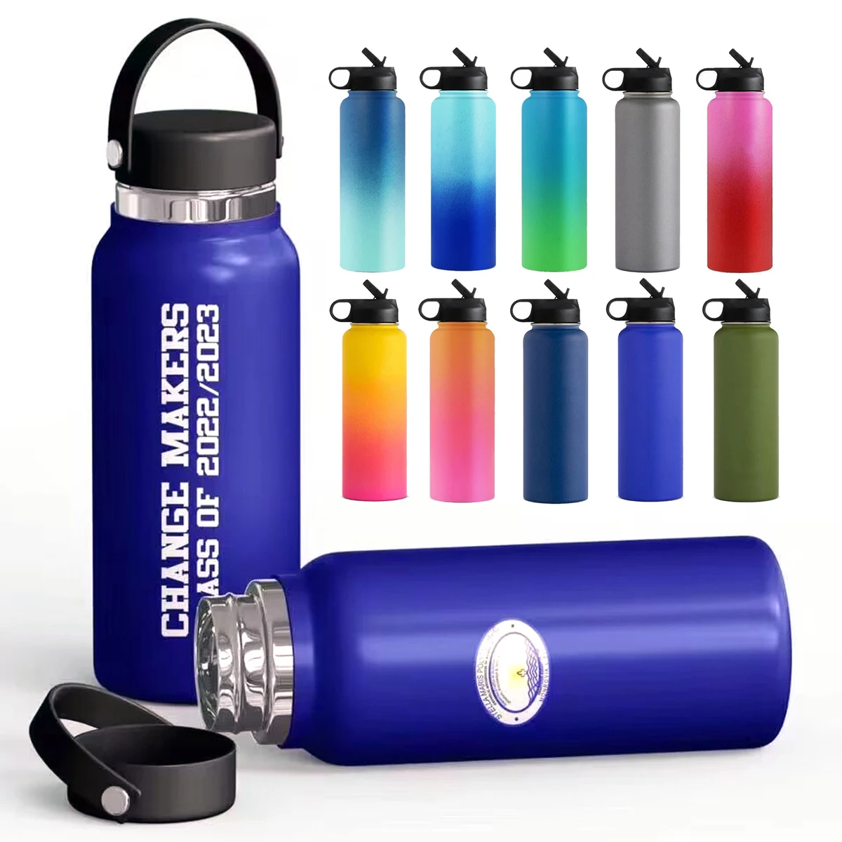32oz/40oz Wide Mouth Bottle with Straw Lid, custom water bottle with logo imprint 1