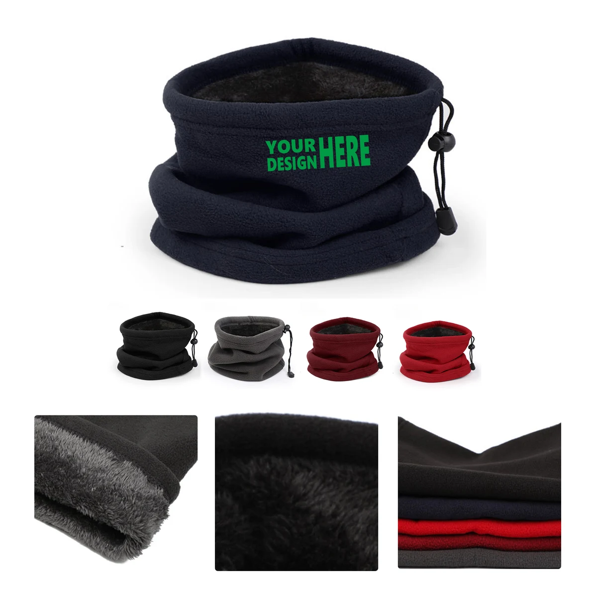 MOQ50 Winter Fleece Neck Warmer Drawstring Design Customization 1