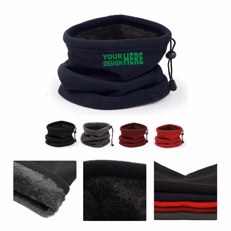 MOQ50 Winter Fleece Neck Warmer Drawstring Design Customization
