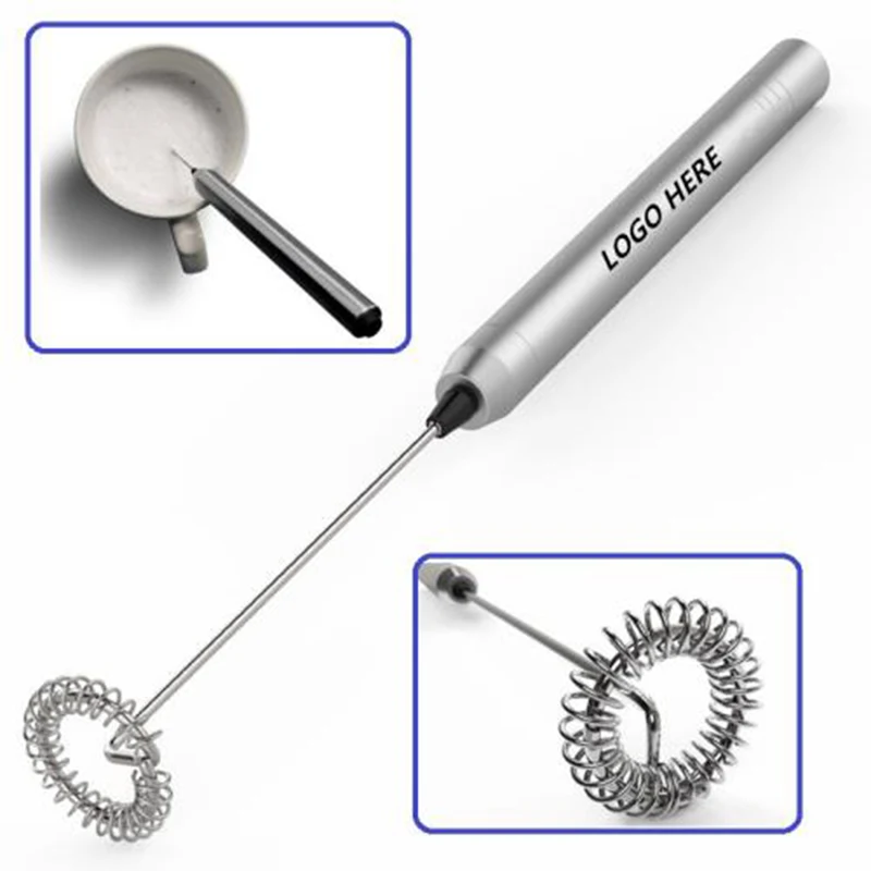 Silver Electric Handheld Milk Frother for Coffee Latte Frappe 1