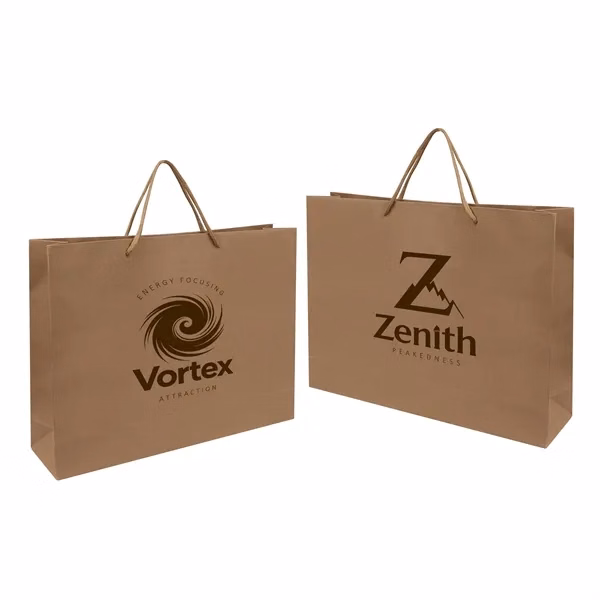 Custom Large Kraft Euro Tote Bag With Polyester Cord Handle — Corporate Gifting Bag