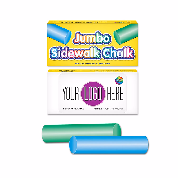 Two Pack Jumbo Sidewalk Chalk With Full Color Decal