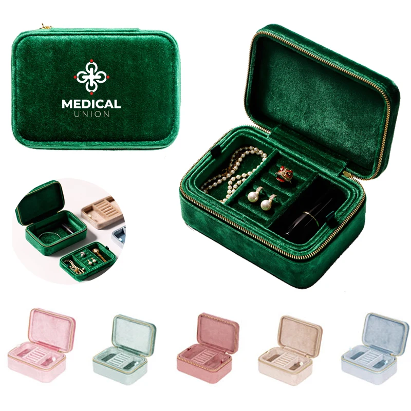 Plush Velvet Jewelry Box Travel Jewelry Case Organizer 1