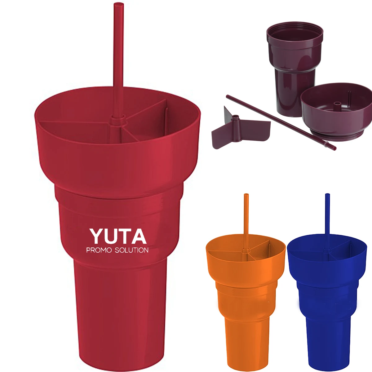 28 Oz Plastic Snack & Straw Cup 1