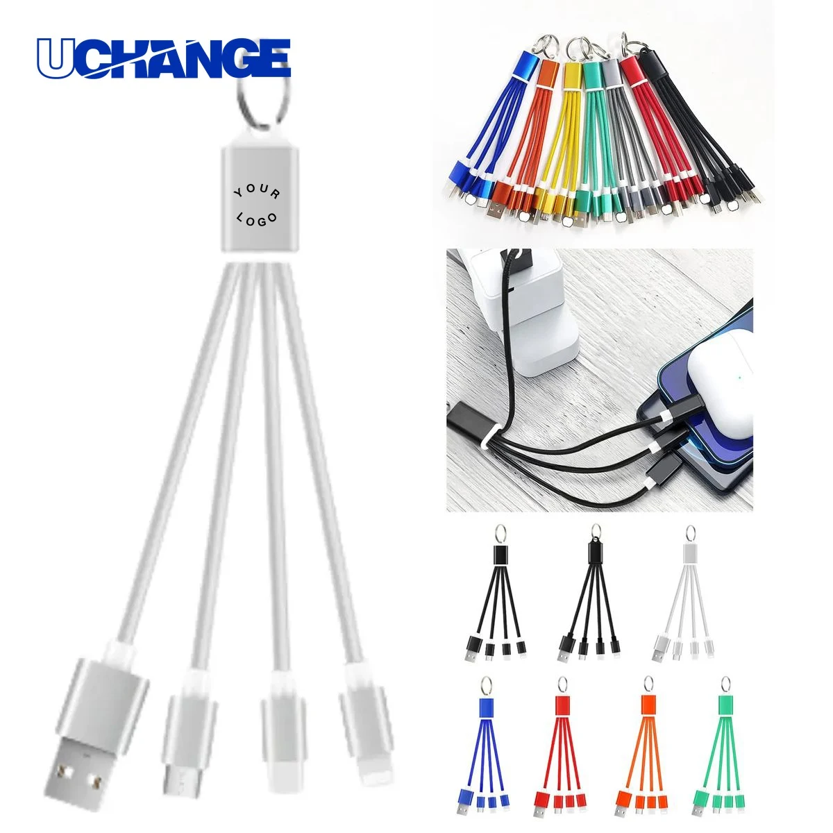 Aluminum 3-in-1 Charging Cable Keychain 1
