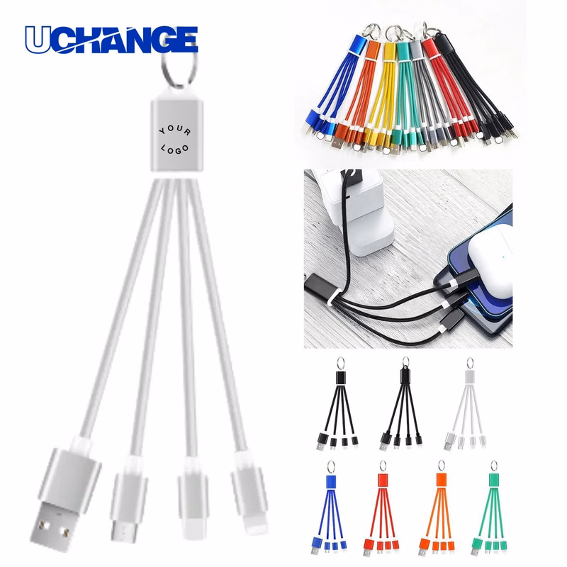 Aluminum 3-in-1 Charging Cable Keychain