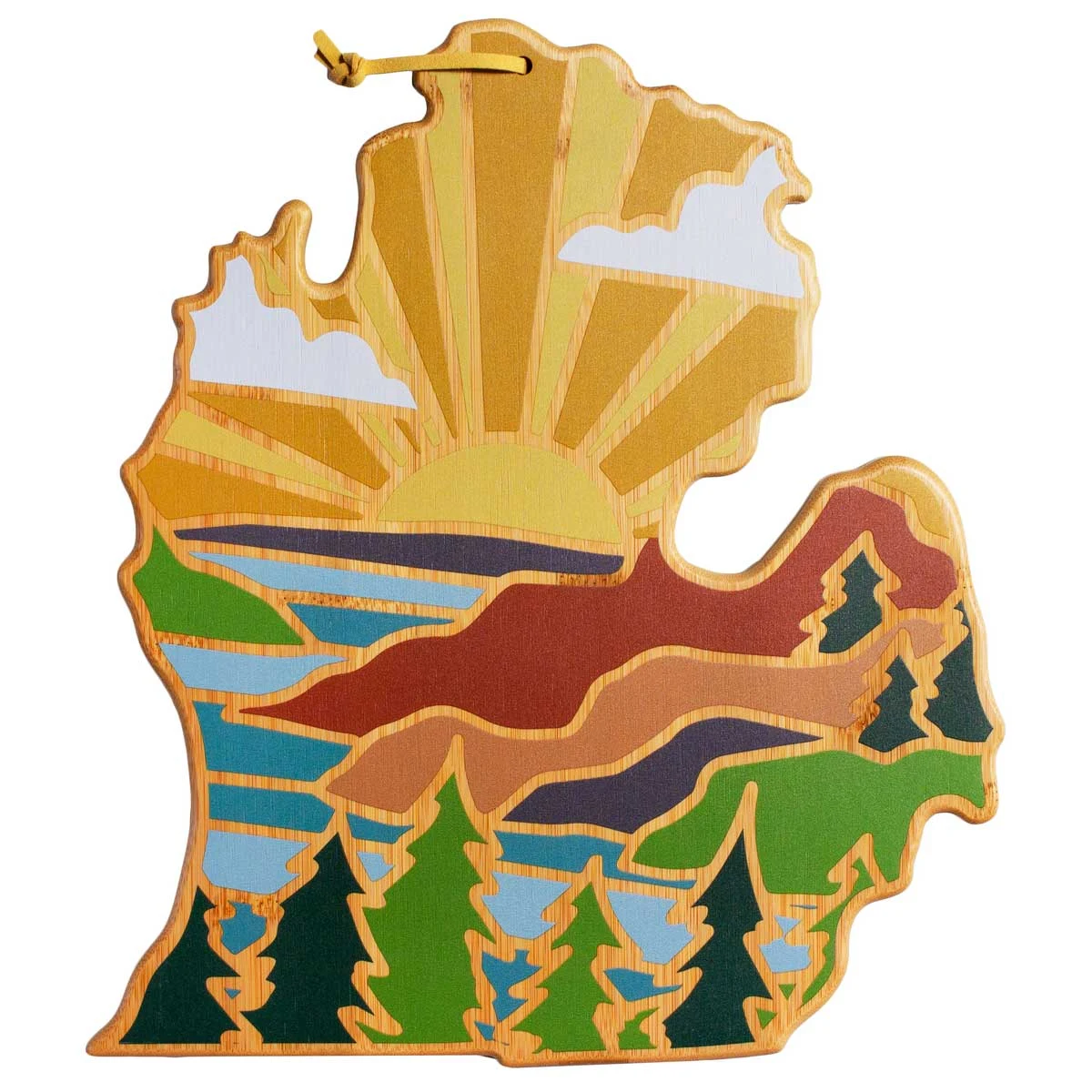 Michigan (Mitten) State Shaped Cutting and Serving Board with Artwork by Summer Stokes 1