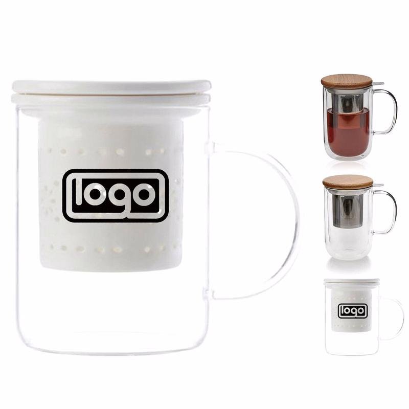 10oz Double Wall Glass Cup with Tea Infuser