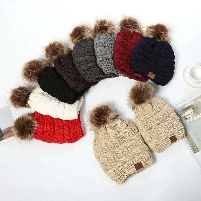 Solid Ribbed Beanie with Pom 1