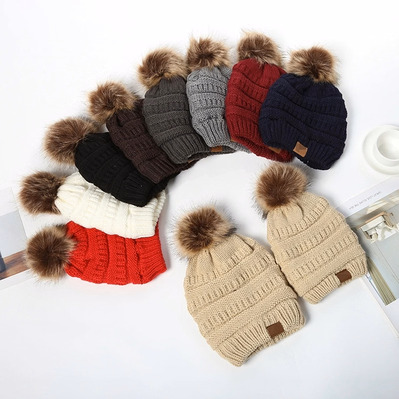 Solid Ribbed Beanie with Pom
