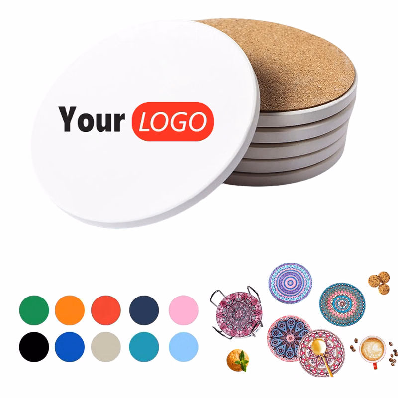Absorbent Round Stone Ceramic Coasters Create Stylish Table