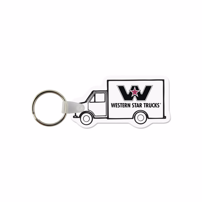 Box Truck Shaped USA Made Vinyl Keychain