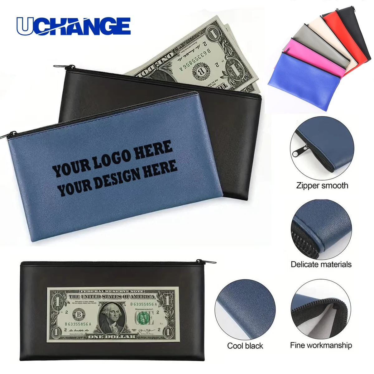 PU Leather Check and Cash Storage Pouch 1