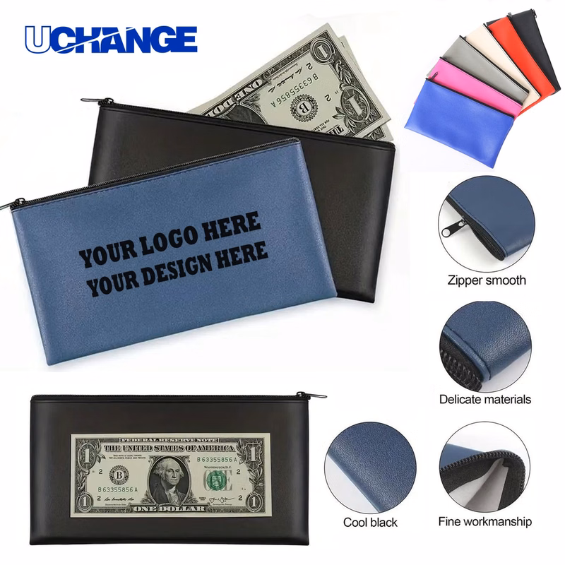 PU Leather Check and Cash Storage Pouch
