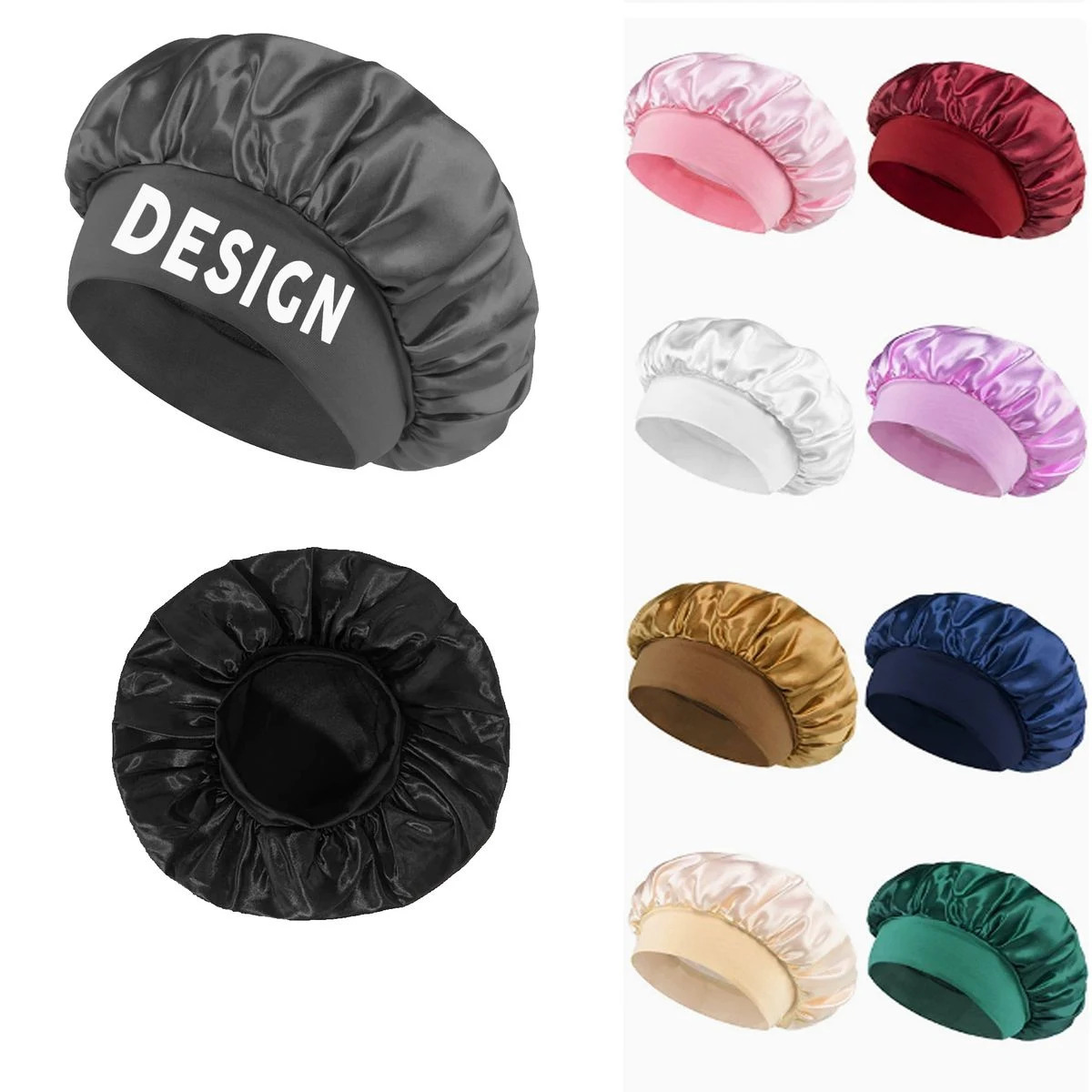 Reusable Solid Color Shower Cap for Adults 1