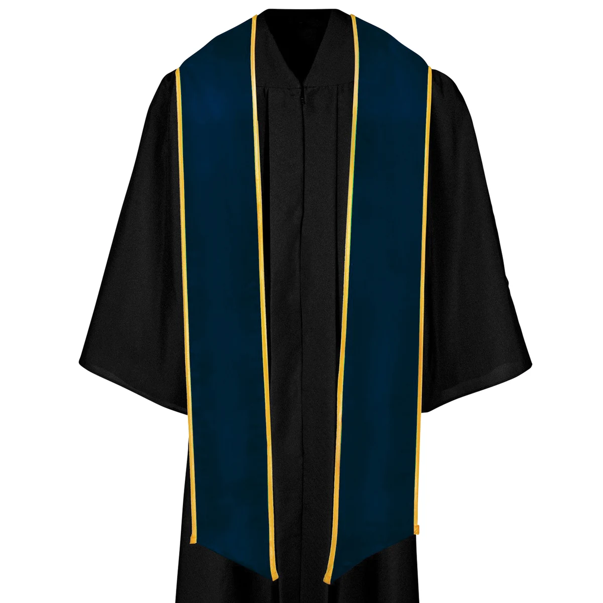 Navy 84" Graduation Stole with Gold Binding 1