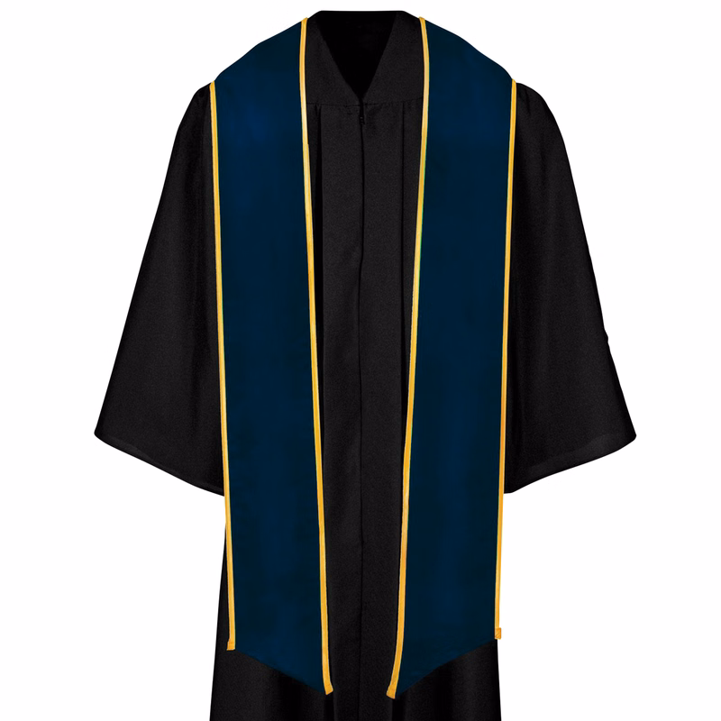 Navy 84" Graduation Stole with Gold Binding