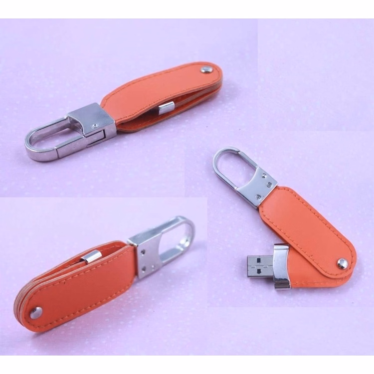 4GB USB flash drivers key chains with PU out coat