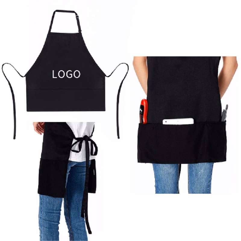 Adjustable Bib Kitchen Cooking Aprons W/ Three-section Pocket