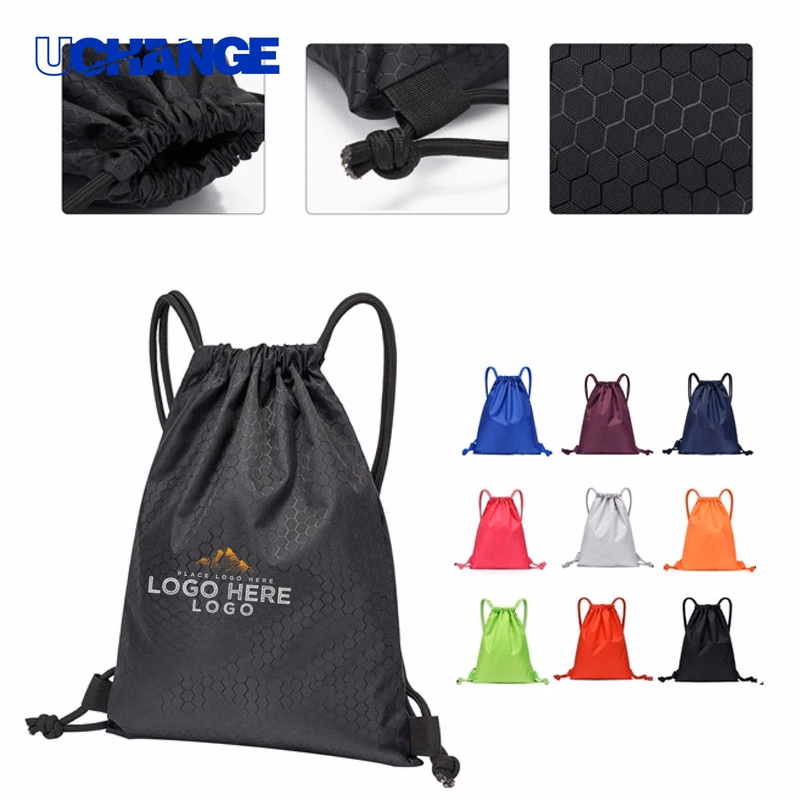 Water-Resistant Oxford Drawstring Backpack for Sports and School