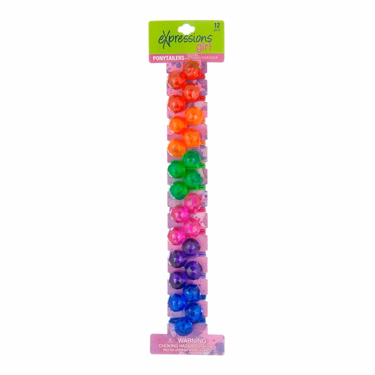 Twin Bead Ponytail Holders - 12 Pack Assorted