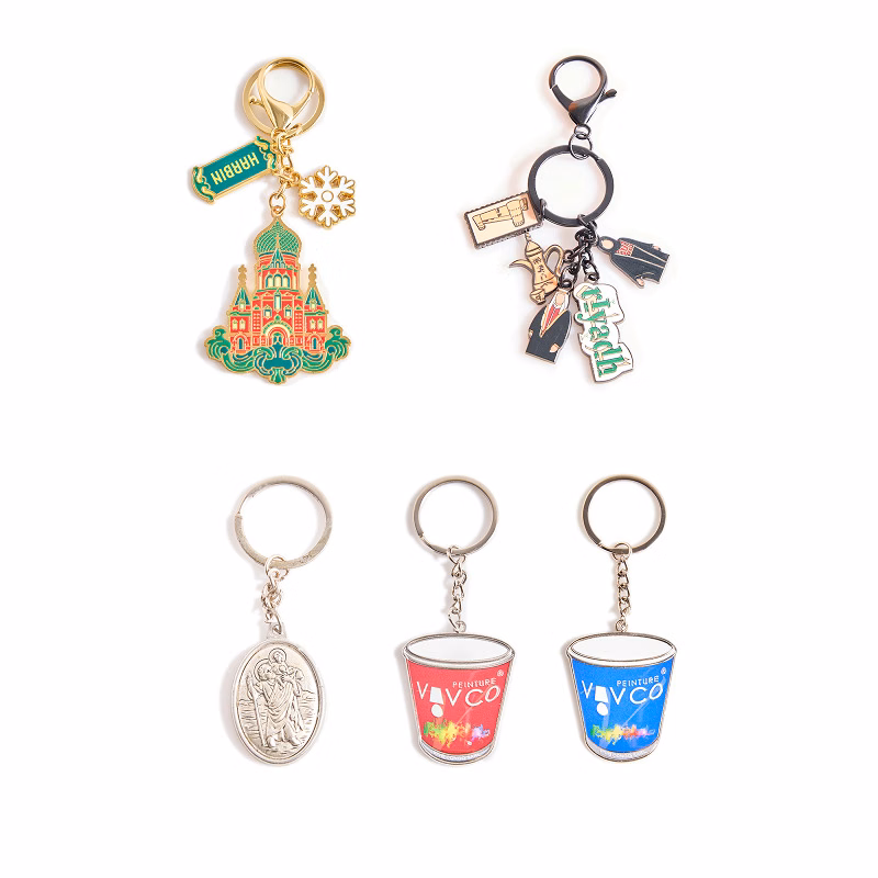 Custom Zinc Alloy UV Printed Gold-Plated Keychain