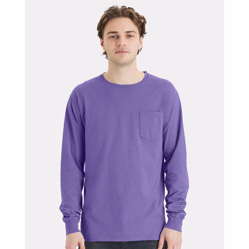 Unisex Garment-Dyed Long Sleeve T-Shirt With a Pocket - GDH250
