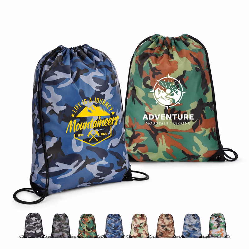 Camo Water-Resistant Drawstring Backpack