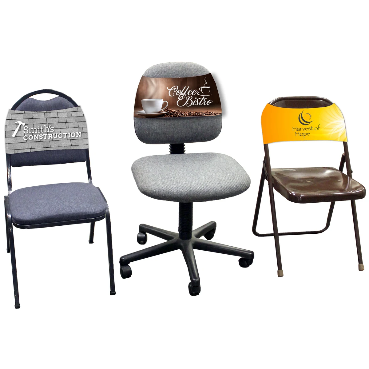 Stretch fabric chair advertising band 1