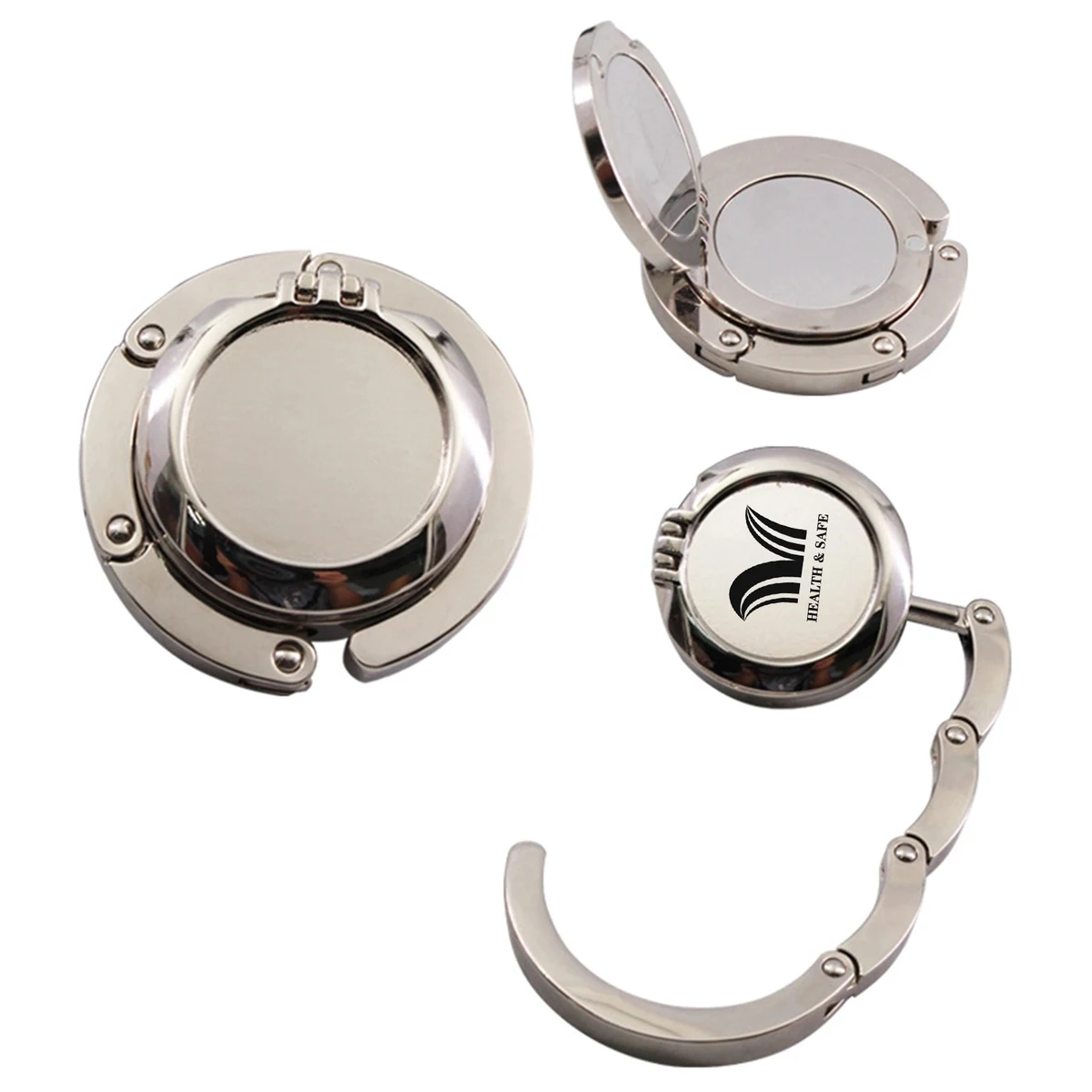 Circular Foldable Purse Hook Handbag Hanger With Mirror 1