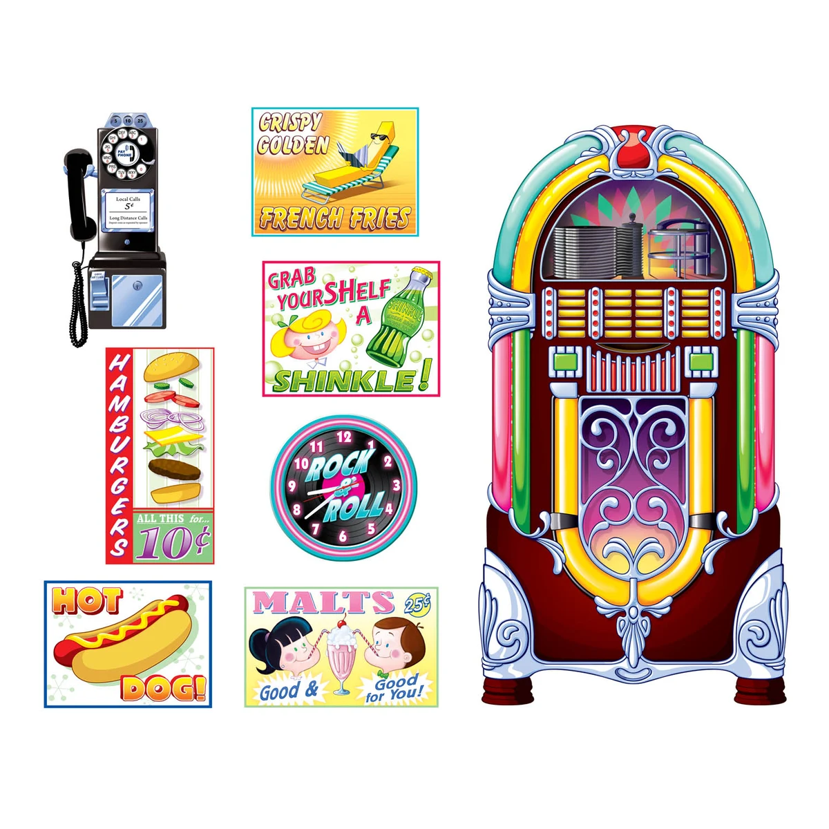 Soda Shop Signs & Jukebox Props 1
