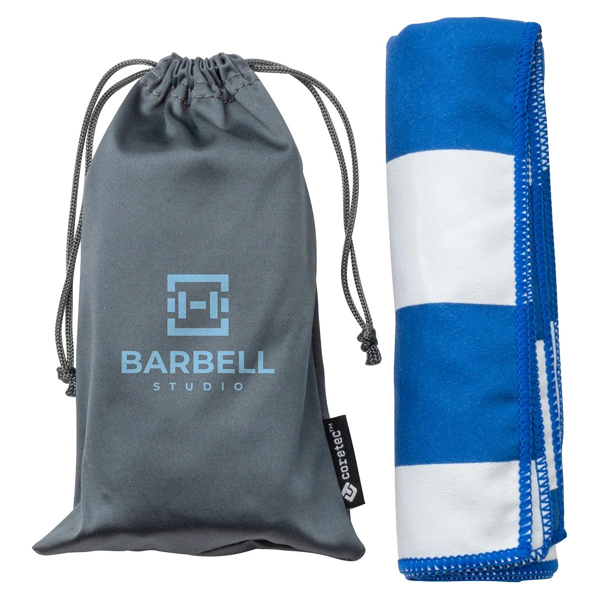 Fairway 15" x 30" Striped Microfiber Sports Towel with Carrying Pouch 1