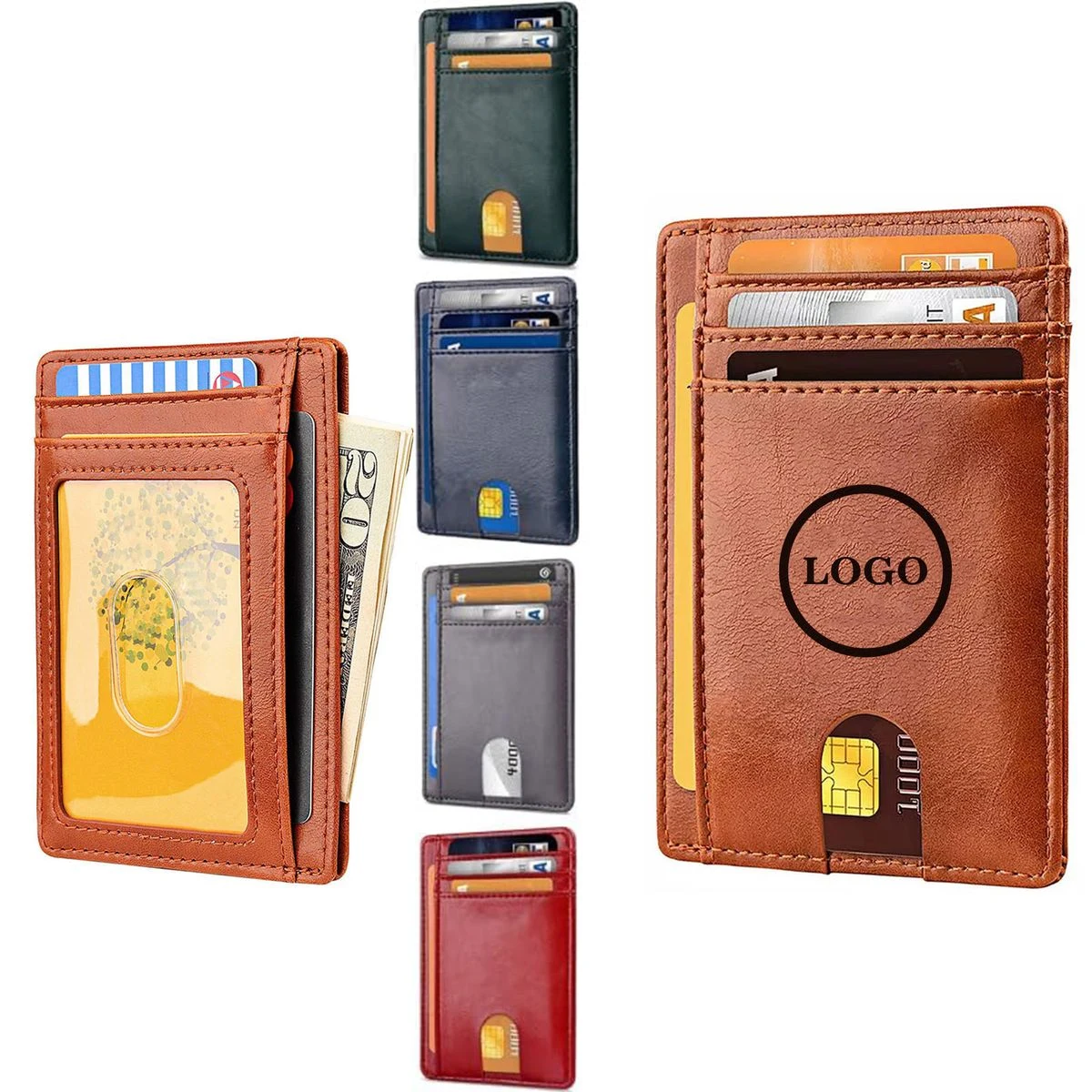 PU Leather RFID Card Holder with Currency Slot 1