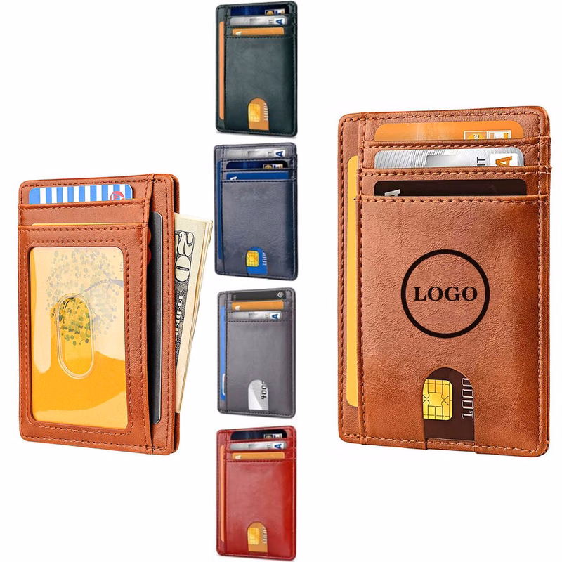 PU Leather RFID Card Holder with Currency Slot