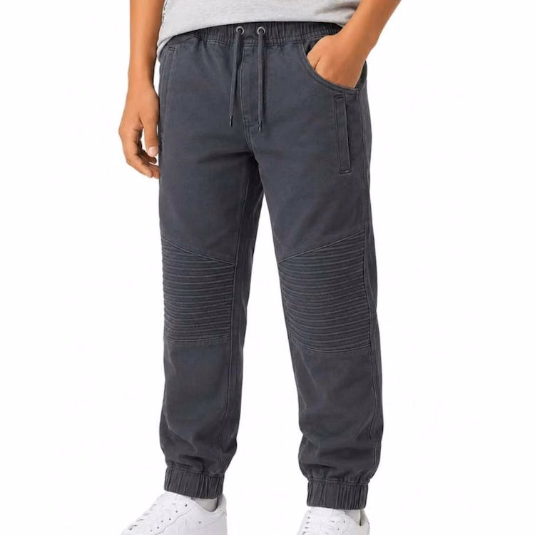 Boys' Cotton Twill Joggers - Charcoal Size 8-16