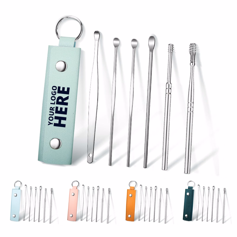 6 Pcs Ear Pick Earwax Removal Kit With Leather Bag