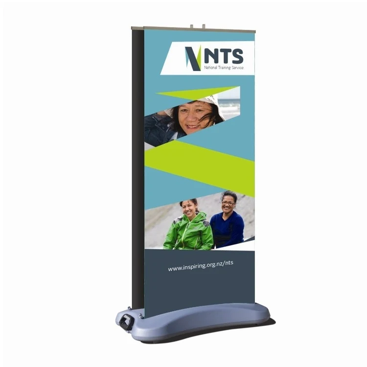 Double-Sided Outdoor Retractable Kit, Fabric Retractable Banner Stand, 33" x 80" 1