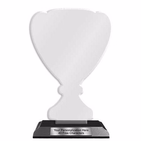 Blank Acrylic Trophy: 8" Cup with 3x5" Wood. Ships