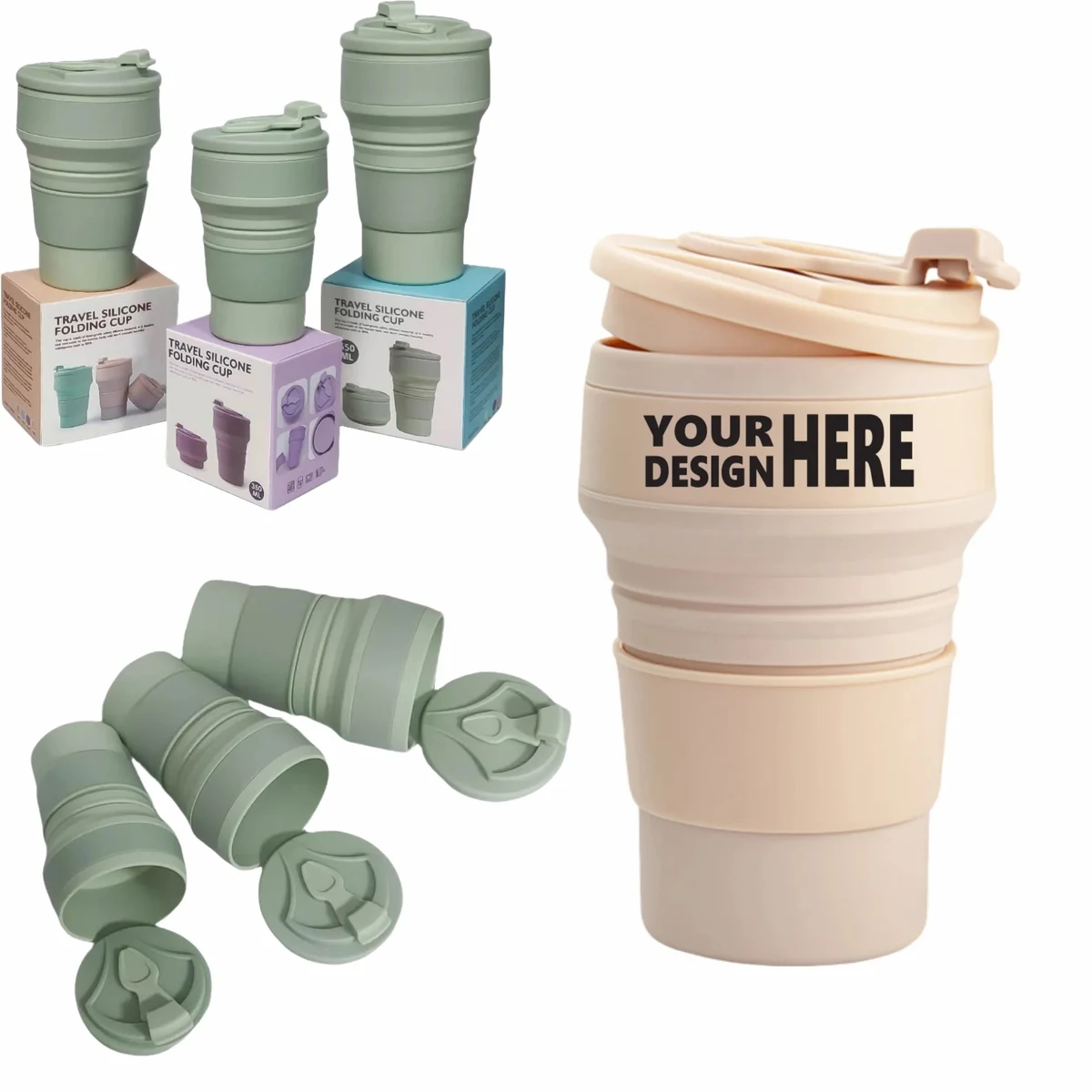 Portable Silicone Folding Cup, Travel Collapsible Mug 1