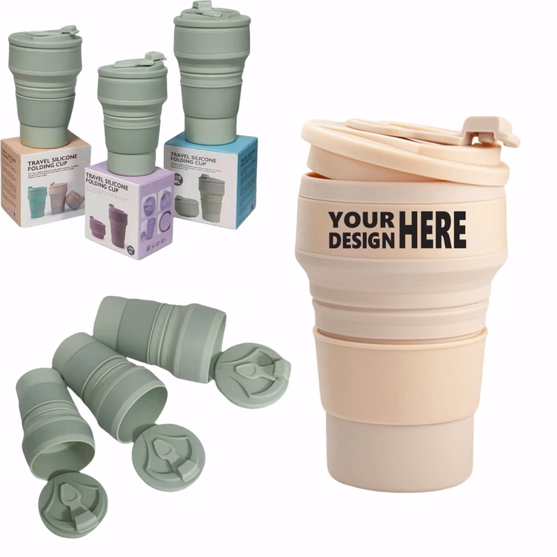 Portable Silicone Folding Cup, Travel Collapsible Mug