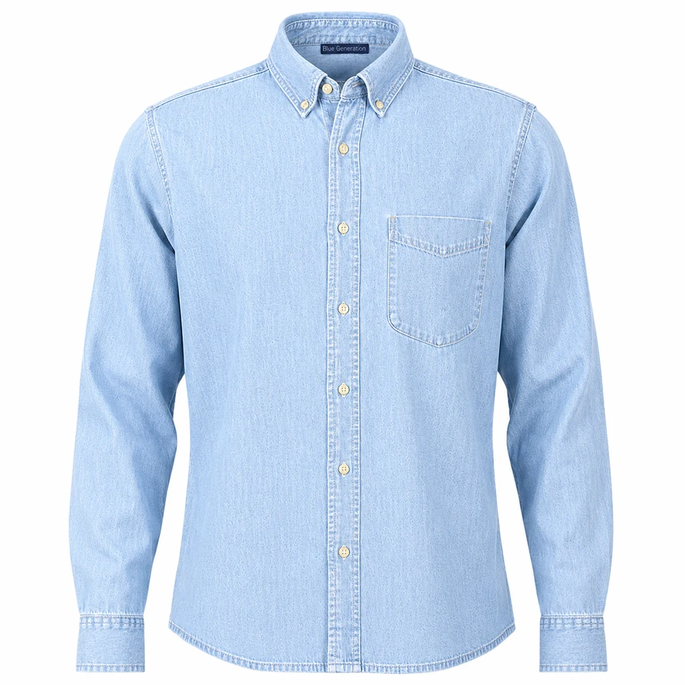 Men's Premium Cotton Denim Long-Sleeve Shirt 1