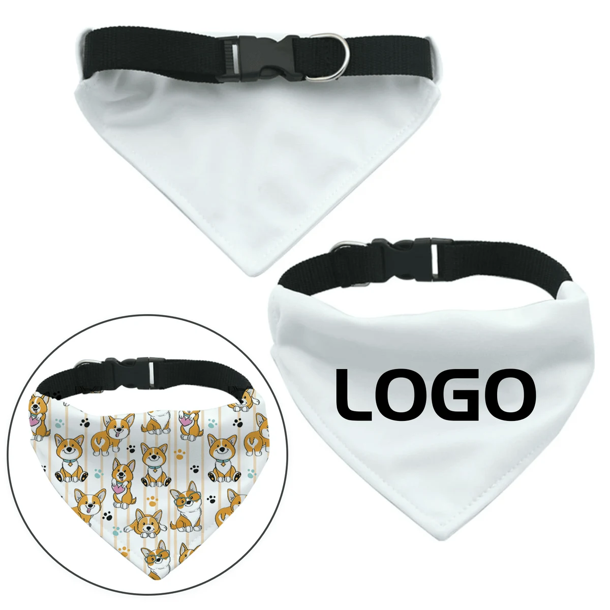 Custom Logo Pet Bandana Triangle Buckle Scarf 1