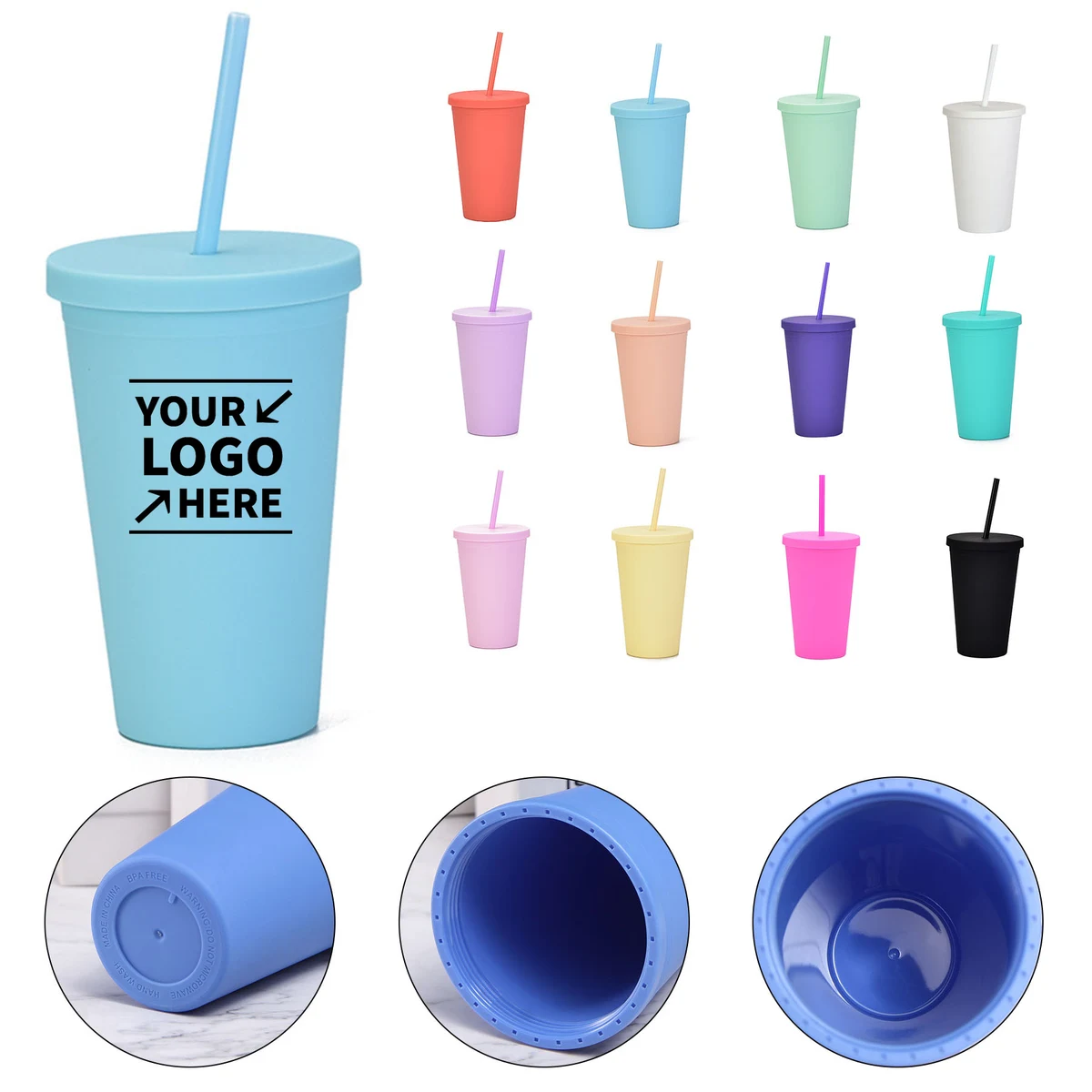 16 OZ Plastic Double Wall Tumblers Cups 1