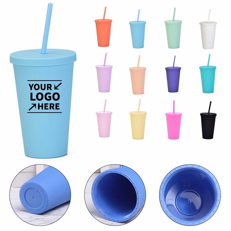 16 OZ Plastic Double Wall Tumblers Cups