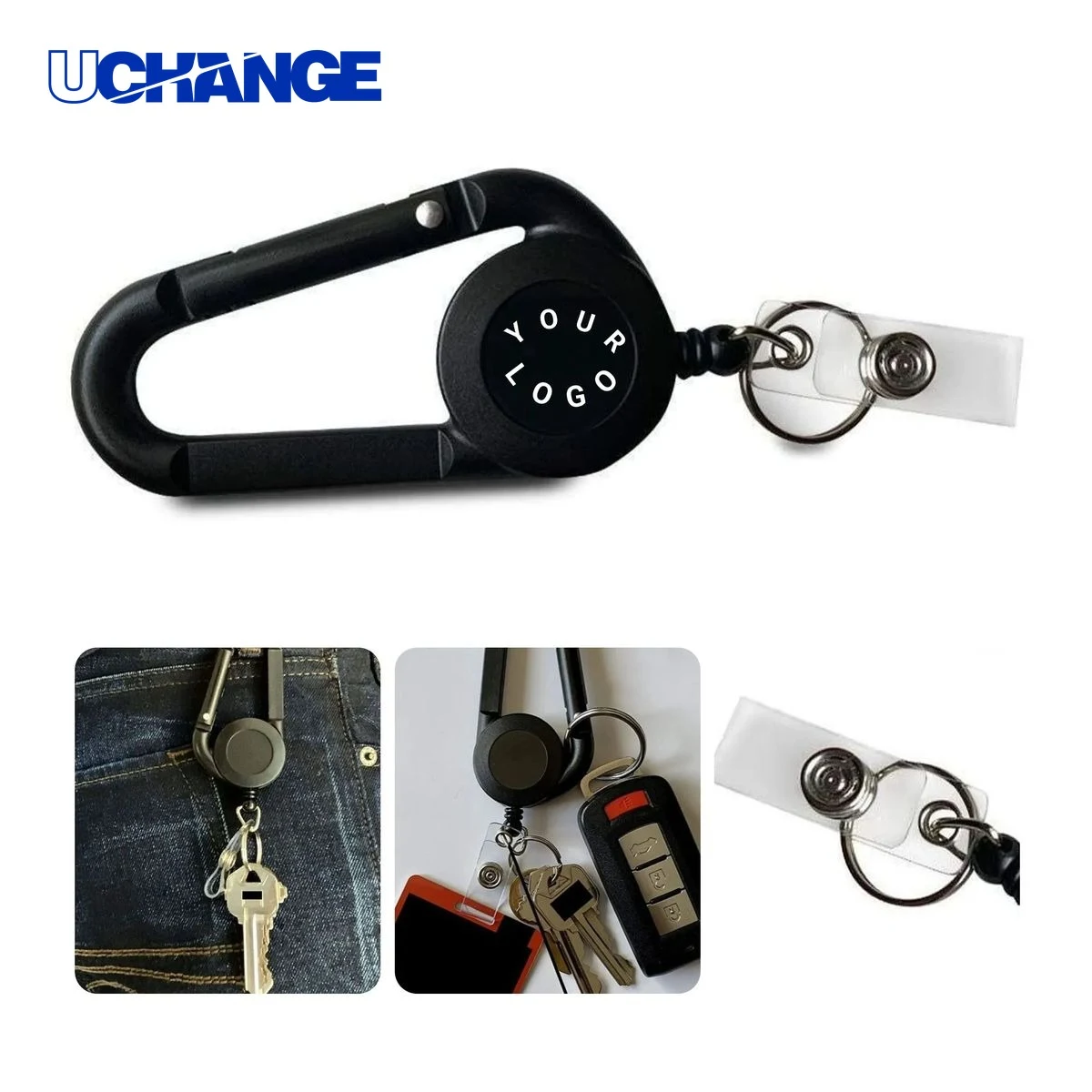 Retractable Badge Clip Carabiner Hook Heavy Duty 1