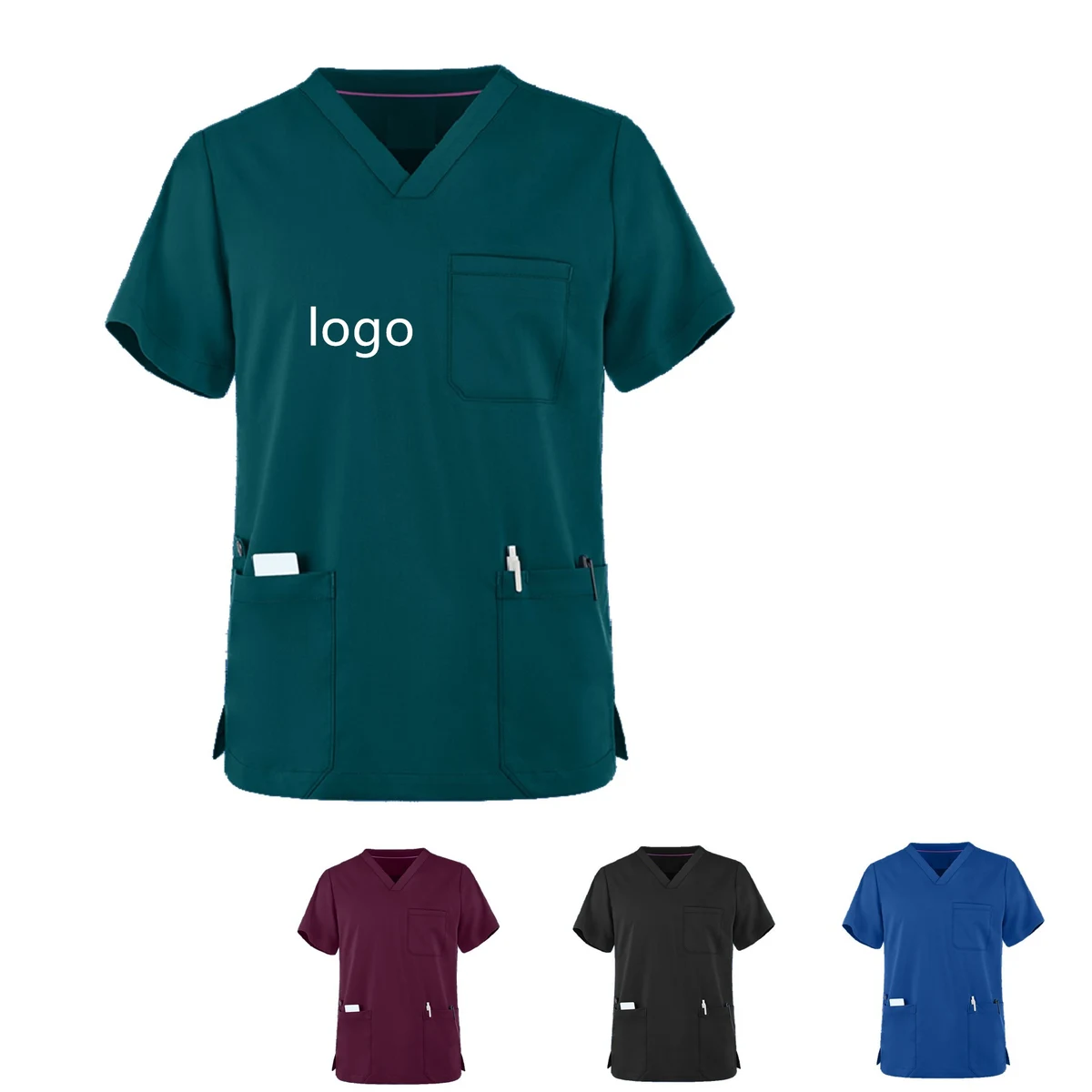 Men Women Scrubs Top V-Neck Tunic 1